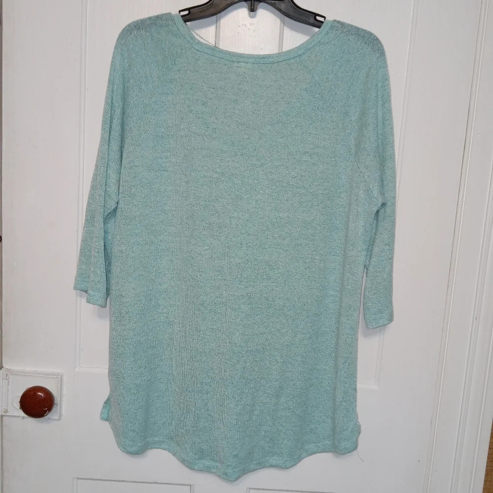 5 for $10 Faded Glory Teal 3/4 Sleeve Lightweight Knit Top size XL - Picture 2 of 6